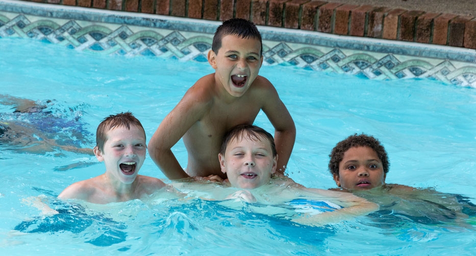 Boys in the pool at Mother Hubbard Preschool