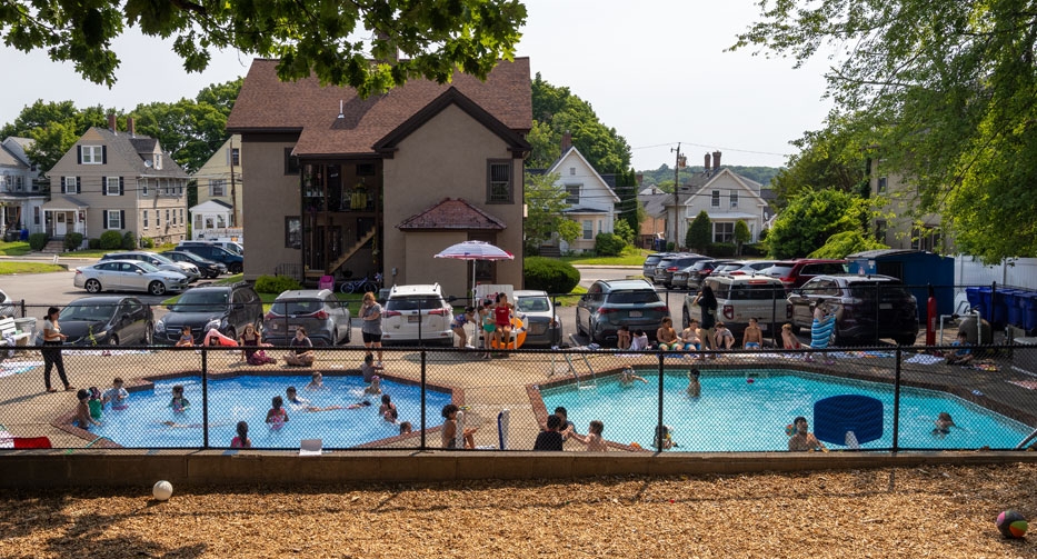 Wide view of the pools at Mother Hubbard Preschool